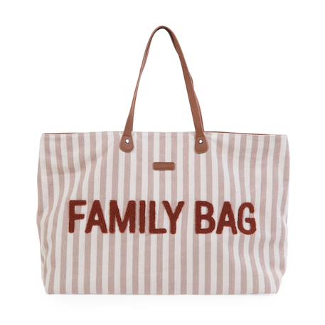 Sac à langer de voyage grande contenance design family bag Blanc imprimé+Gris toile+Rayures nude 13 - vertbaudet enfant 