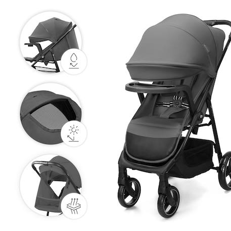 Poussette TRIG 3 TR avec plateau click & fold, assise allongée 91,5 cm, roues pivotantes 360°, capote déperlante Beige+Gris+Marron+Noir 10 - vertbaudet enfant 
