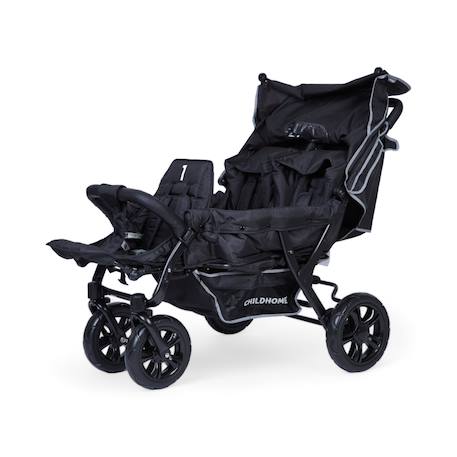 Triplette poussette capacité 3 enfants + housse de pluie + pare-soleil Noir 4 - vertbaudet enfant 