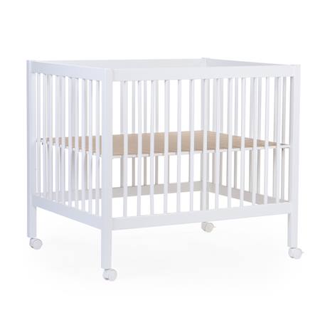 Parc pour bébé en bois + roues 95x75 cm parc 99 Blanc ancien+Noir 1 - vertbaudet enfant 
