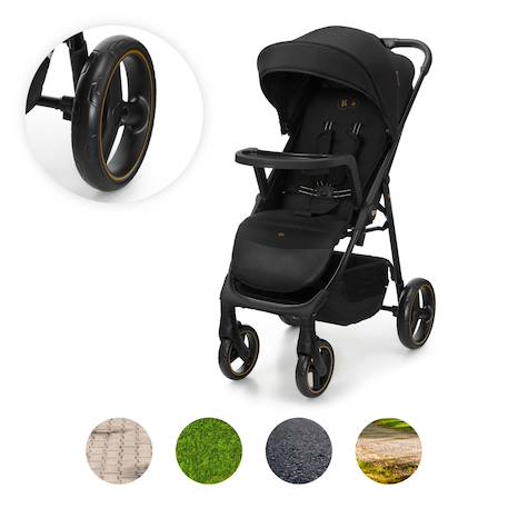 Poussette kinderkraft TRIG 3 TR avec plateau click & fold, assise allongée 91,5 cm, roues pivotantes 360°, capote déperlante Beige+Gris+Marron+Noir 24 - vertbaudet enfant 