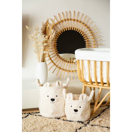 Panier de rangement 30x30x30 cm teddy Blanc cassé+Neutre 4 - vertbaudet enfant 