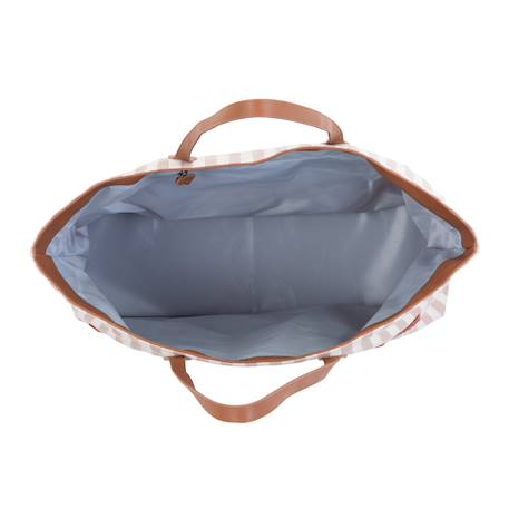 Sac à langer de voyage grande contenance design family bag Blanc imprimé+Gris toile+Rayures nude 17 - vertbaudet enfant 