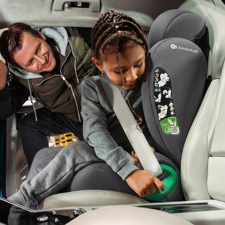 Siège Auto Kinderkraft JUNIOR FIX 2 PLUS + organisateur voiture 100-150 cm avec ISOFIX, H-GUARD, SPS, AIR FLOW et Appuie-Tête Réglable Gris+Noir+Rose+Vert 2 - vertbaudet enfant 