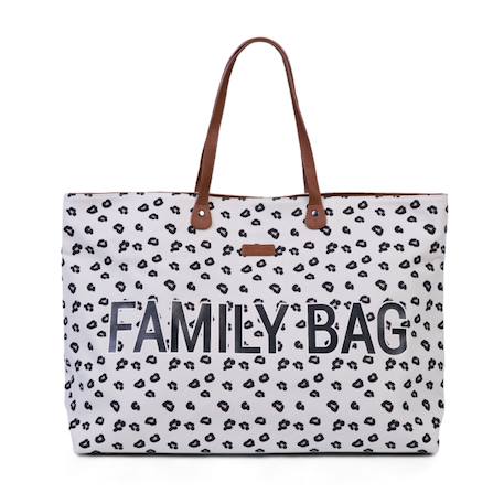 Sac à langer de voyage grande contenance design family bag Blanc imprimé+Gris toile 1 - vertbaudet enfant 