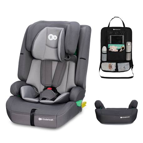 Siège auto Kinderkraft SAFETY FIX 2 i-Size 76-150 cm isofix top tether + organisateur voiture Gris+Noir 1 - vertbaudet enfant 