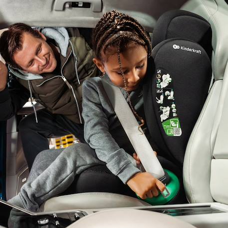 Siège Auto Kinderkraft JUNIOR FIX 2 PLUS + organisateur voiture 100-150 cm avec ISOFIX, H-GUARD, SPS, AIR FLOW et Appuie-Tête Réglable Gris+Noir+Rose+Vert 8 - vertbaudet enfant 