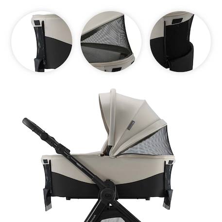 Poussette 3 en 1 Kinderkraft VESTO 2 système de voyage, siège auto mink pro 2, assise réversible, suspension 4 roues Beige+Gris+Noir 5 - vertbaudet enfant 