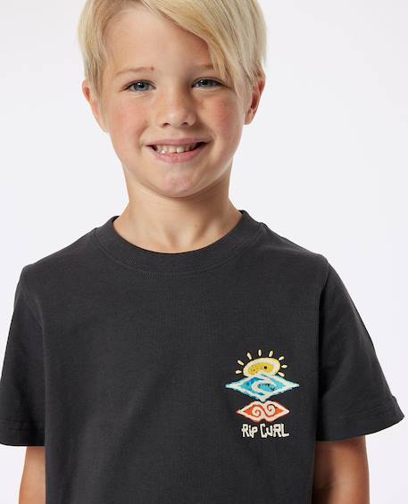 T-shirt à manches courtes enfant icons of shred Faded denim+Washed black 8 - vertbaudet enfant 