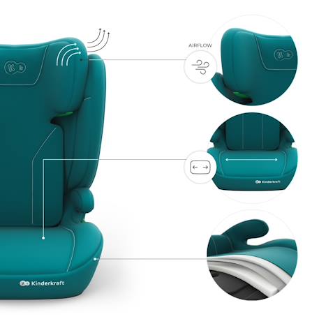 Siège auto Kinderkraft I-SPARK 2 PLUS i-Size 100-150 cm appui-tête réglable + organisateur voiture Noir+Vert 11 - vertbaudet enfant 