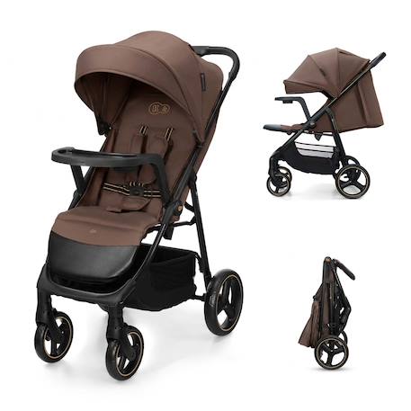 Poussette TRIG 3 TR avec plateau click & fold, assise allongée 91,5 cm, roues pivotantes 360°, capote déperlante Beige+Gris+Marron+Noir 13 - vertbaudet enfant 