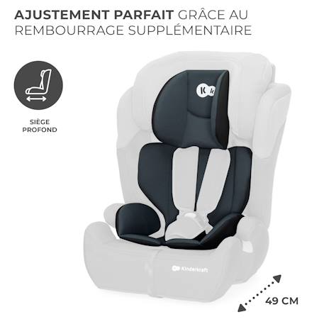 Siège auto Kinderkraft COMFORT UP i-Size 76-150 cm ceinture sécurité + organisateur Gris+Noir+Vert 11 - vertbaudet enfant 