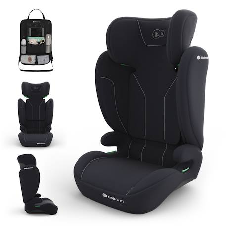 Siège auto Kinderkraft I-SPARK 2 PLUS i-Size 100-150 cm appui-tête réglable + organisateur voiture Noir+Vert 1 - vertbaudet enfant 