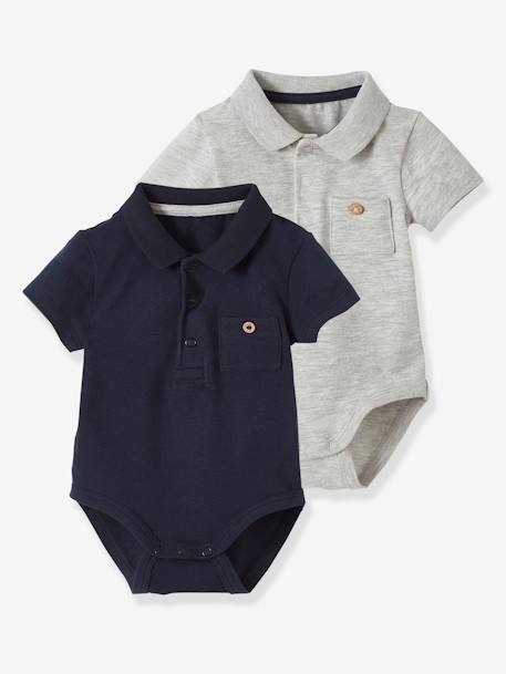 Bébé-Lot de 2 bodies bébé naissance ouverture polo avec poche