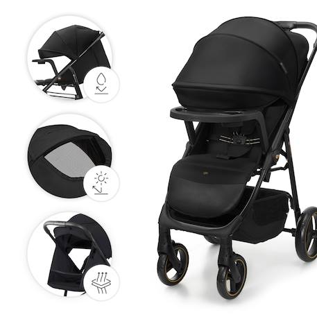 Poussette TRIG 3 TR avec plateau click & fold, assise allongée 91,5 cm, roues pivotantes 360°, capote déperlante Beige+Gris+Marron+Noir 23 - vertbaudet enfant 