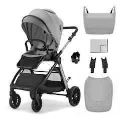Puériculture-Poussette-Poussette Kinderkraft VESTO 2 pliage avec assise installée, siège réversible jusqu’à 22 kg, roues 8/11”, sac maman, éco-cuir