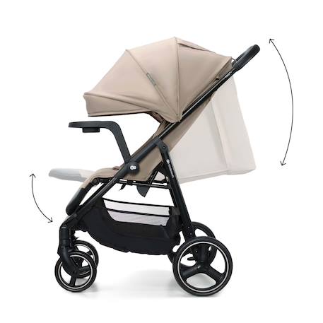 Poussette TRIG 3 TR avec plateau click & fold, assise allongée 91,5 cm, roues pivotantes 360°, capote déperlante Beige+Gris+Marron+Noir 4 - vertbaudet enfant 