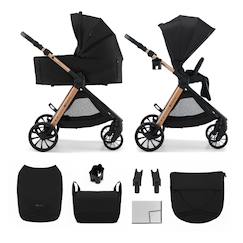 Puériculture-Poussette-Poussette 2 en 1 Kinderkraft VESTO 2 memory buttons, nacelle ventilée 3 zones, pliage avec siège, éco?cuir, accessoires inclus