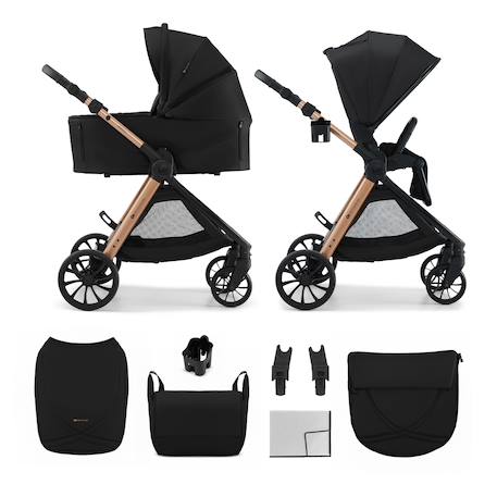 Poussette 2 en 1 Kinderkraft VESTO 2 memory buttons, nacelle ventilée 3 zones, pliage avec siège, éco?cuir, accessoires inclus Gris+Noir 7 - vertbaudet enfant 