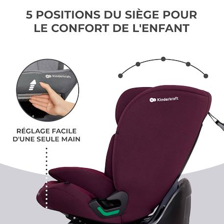 Siège auto Kinderkraft ONETO3 I-SIZE 76-150 cm dossier inclinable 5 positions + organisateur voiture Bordeaux+Gris+Noir+Vert 3 - vertbaudet enfant 