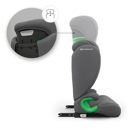 Siège Auto Kinderkraft JUNIOR FIX 2 PLUS + organisateur voiture 100-150 cm avec ISOFIX, H-GUARD, SPS, AIR FLOW et Appuie-Tête Réglable Gris+Noir+Rose+Vert 6 - vertbaudet enfant 
