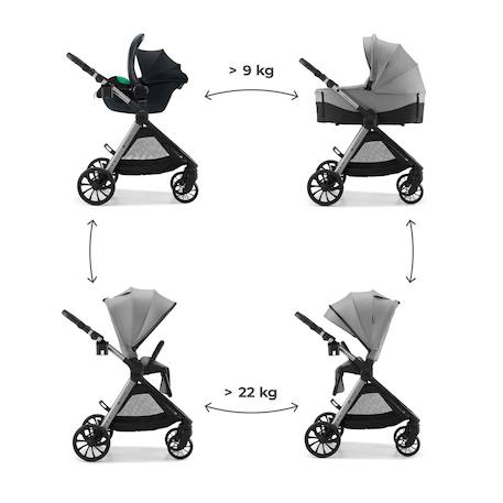 Poussette 3 en 1 Kinderkraft VESTO 2 système de voyage, siège auto mink pro 2, assise réversible, suspension 4 roues Beige+Gris+Noir 9 - vertbaudet enfant 