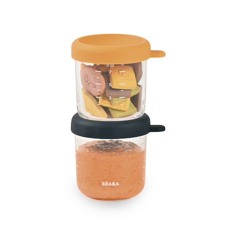 Lot de 2 portions repas en verre 250 ml Bleu nuit/miel+Vert sauge/gazelle 4 - vertbaudet enfant 