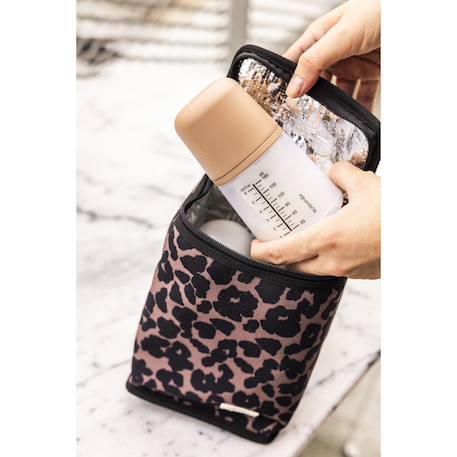 Pochette repas isotherme 2,8 l Léopard+Noir /or rose 5 - vertbaudet enfant 