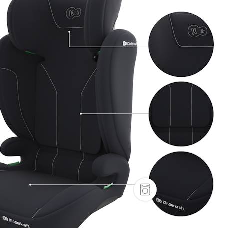 Siège auto Kinderkraft I-SPARK 2 PLUS i-Size 100-150 cm appui-tête réglable + organisateur voiture Noir+Vert 4 - vertbaudet enfant 