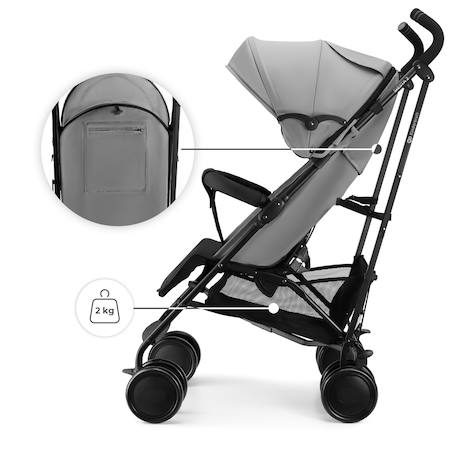 Poussette Kinderkraft SIESTA 2 légère 7,9 kg jusqu’à 22 kg, pliage canne, dossier réglable, harnais 5 points Gris+Noir+Rouge 6 - vertbaudet enfant 