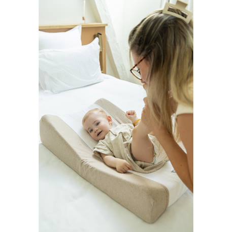 Housse de matelas à langer en coton sofalange Argile beige+Rose épanouie 6 - vertbaudet enfant 