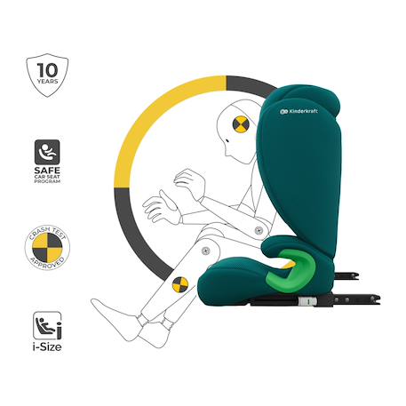 Siège Auto Kinderkraft JUNIOR FIX 2 PLUS + organisateur voiture 100-150 cm avec ISOFIX, H-GUARD, SPS, AIR FLOW et Appuie-Tête Réglable Gris+Noir+Rose+Vert 23 - vertbaudet enfant 