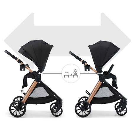 Poussette Kinderkraft VESTO 2 pliage avec assise installée, siège réversible jusqu’à 22 kg, roues 8/11”, éco-cuir Beige+Gris+Noir 16 - vertbaudet enfant 