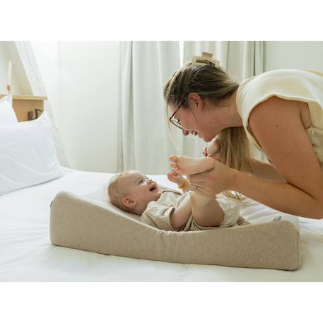 Housse de matelas à langer en coton sofalange Argile beige+Rose épanouie 2 - vertbaudet enfant 