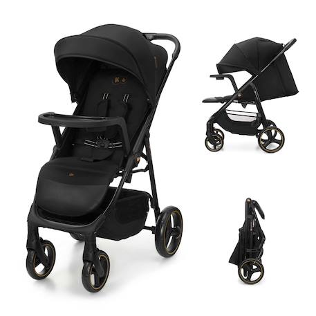 Poussette TRIG 3 TR avec plateau click & fold, assise allongée 91,5 cm, roues pivotantes 360°, capote déperlante Beige+Gris+Marron+Noir 19 - vertbaudet enfant 