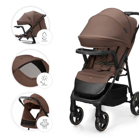 Poussette TRIG 3 TR avec plateau click & fold, assise allongée 91,5 cm, roues pivotantes 360°, capote déperlante Beige+Gris+Marron+Noir 17 - vertbaudet enfant 