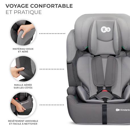 Siège auto Kinderkraft COMFORT UP i-Size 76-150 cm ceinture sécurité + organisateur Gris+Noir+Vert 5 - vertbaudet enfant 