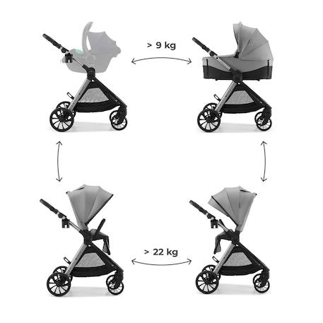 Poussette 2 en 1 Kinderkraft VESTO 2 memory buttons, nacelle ventilée 3 zones, pliage avec siège, éco?cuir, accessoires inclus Gris+Noir 3 - vertbaudet enfant 