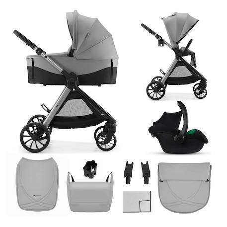 Poussette 3 en 1 Kinderkraft VESTO 2 système de voyage, siège auto mink pro 2, assise réversible, suspension 4 roues Beige+Gris+Noir 7 - vertbaudet enfant 