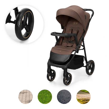 Poussette kinderkraft TRIG 3 TR avec plateau click & fold, assise allongée 91,5 cm, roues pivotantes 360°, capote déperlante Beige+Gris+Marron+Noir 18 - vertbaudet enfant 