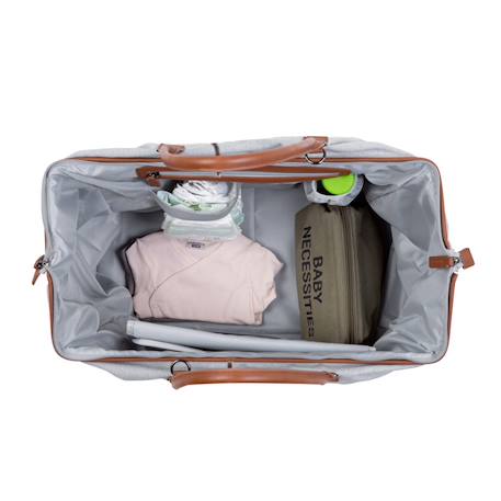 Sac à langer mommy bag Gris toile+Kaki+Marron doux+Textile raphia 5 - vertbaudet enfant 