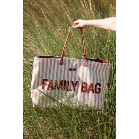 Sac à langer de voyage grande contenance design family bag Blanc imprimé+Gris toile+Rayures nude 14 - vertbaudet enfant 