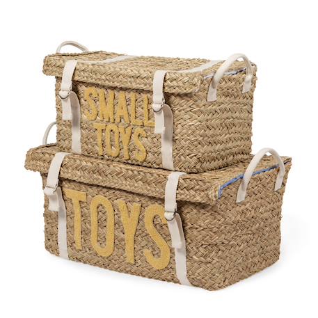 Coffre à jouets en rotin 2 pièces Jaune 3 - vertbaudet enfant 