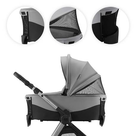 Poussette 2 en 1 Kinderkraft VESTO 2 memory buttons, nacelle ventilée 3 zones, pliage avec siège, éco?cuir, accessoires inclus Gris+Noir 5 - vertbaudet enfant 