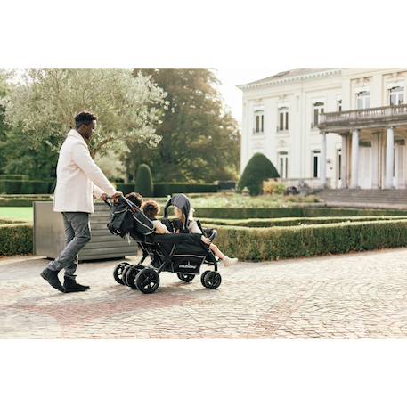 Quadruple poussette capacité 4 enfants + housse de pluie + pare-soleil Noir 2 - vertbaudet enfant 