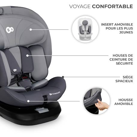 Siège auto Kinderkraft I-GROW I-Size 40-150 cm rotation 360° isofix + organisateur voiture Gris 5 - vertbaudet enfant 