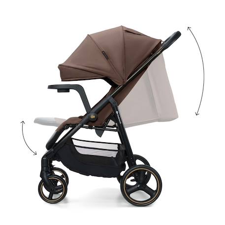 Poussette TRIG 3 TR avec plateau click & fold, assise allongée 91,5 cm, roues pivotantes 360°, capote déperlante Beige+Gris+Marron+Noir 16 - vertbaudet enfant 