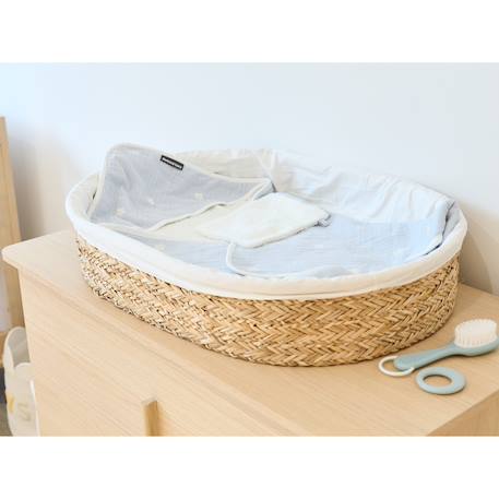 Panier à langer jonc de mer Naturel/blanc 2 - vertbaudet enfant 