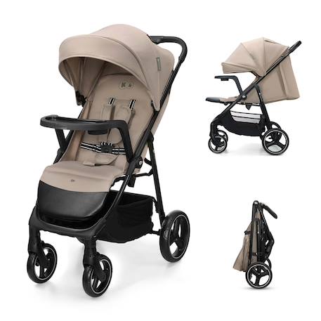 Poussette TRIG 3 TR avec plateau click & fold, assise allongée 91,5 cm, roues pivotantes 360°, capote déperlante Beige+Gris+Marron+Noir 1 - vertbaudet enfant 