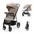 Poussette TRIG 3 TR avec plateau click & fold, assise allongée 91,5 cm, roues pivotantes 360°, capote déperlante Beige+Gris+Marron+Noir 1 - vertbaudet enfant 